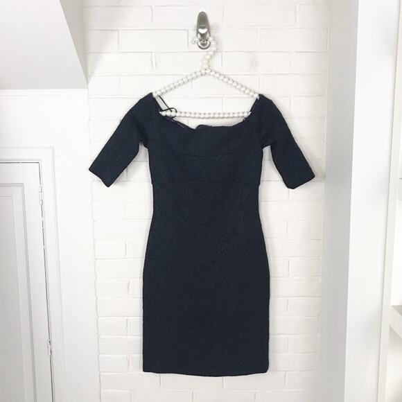 NWT Nicole Miller Collection Off The Shoulder Black Shimmer Dress SAMPLE - Picture 1 of 12